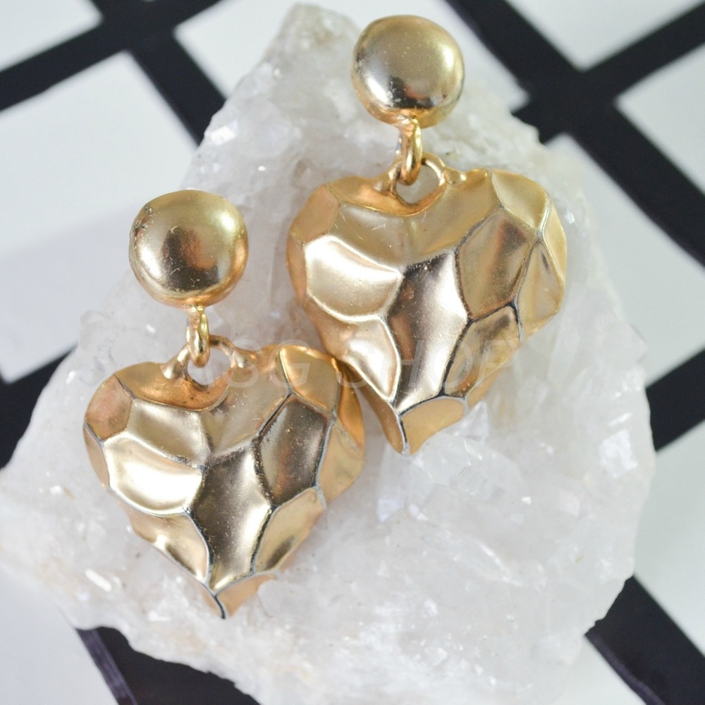 Vintage Gold Plated Heart Clip On Earrings